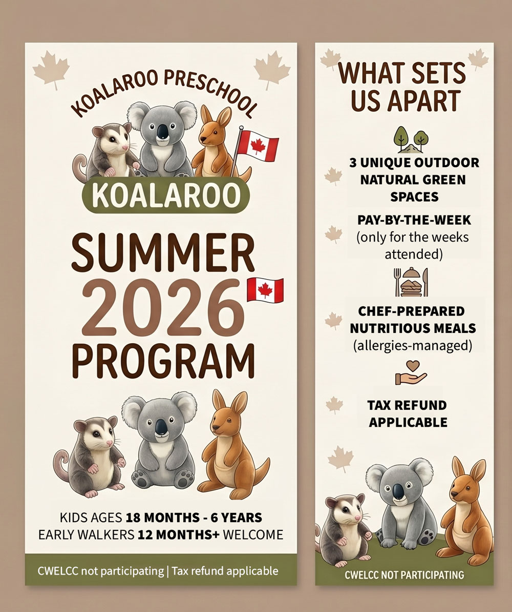 Summer childcare and summer program for toddlers, preschoolers and kindergarten kids in Barrie, Ontario, ages 12 months to 6 years